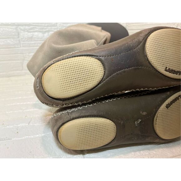 LACOSTE Cara Grey Beige Suede Leather Mid Calf Moccasin Slouch Boots - Picture 12 of 14